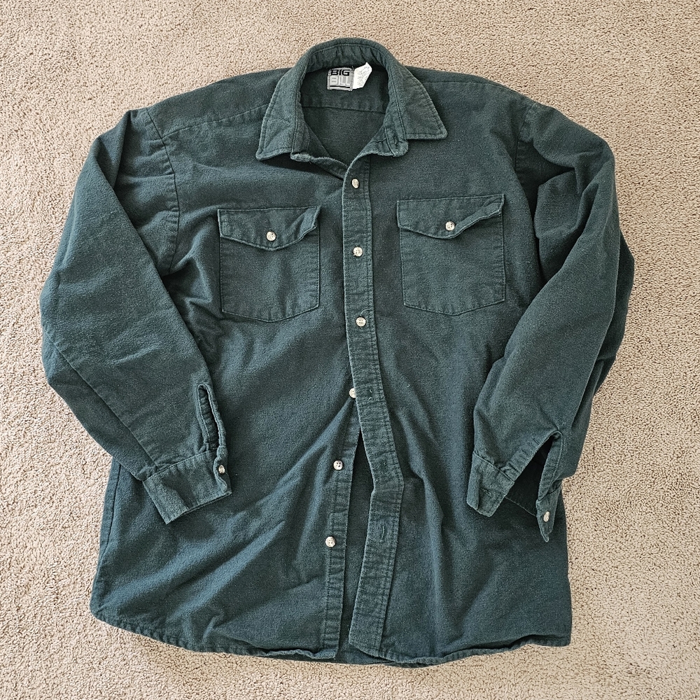 Vintage Big Bill 100% Cotton Flannel Chamois Shirt Large Tall